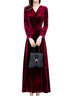 皮爾卡丹（pierre cardin）2025春秋冬新款金絲絨連衣裙女長(cháng)袖高端氣質(zhì)長(cháng)裙洋氣高貴絲絨裙 酒紅色 XL (建議 120-130斤) 曬單實(shí)拍圖