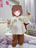 迪士尼女童套裝春秋2025新款洋氣甜美兒童春季娃娃領(lǐng)襯衫女寶寶時(shí)髦春裝 咖色 110 cm 曬單實(shí)拍圖