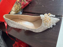 樂(lè )卡利婚鞋新娘高跟鞋秀禾婚紗兩穿不累腳氣質(zhì)高級感水晶尖頭細跟女單鞋 香檳金38碼 8cm 曬單實(shí)拍圖