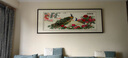 蘇繡花開(kāi)富貴新中式客廳裝飾畫(huà)沙發(fā)背景墻畫(huà)牡丹刺繡成品掛畫(huà)手工 《富貴呈祥》蘇繡畫(huà) 85x225cm 高端立體實(shí)木框 曬單實(shí)拍圖