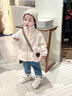 G.DUCKKIDS女童秋裝毛毛衣洋氣加絨外套女寶寶秋冬季加厚羊羔絨兒童秋季上衣 米色 120 建議107-116cm 5-6歲左右 曬單實(shí)拍圖