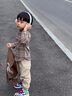 G.DUCKKIDS男童秋裝套裝2025新款春秋季兒童小童寶寶洋氣酷帥毛衣開(kāi)衫三件套 咖啡色 90 cm 曬單實(shí)拍圖