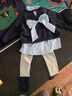 G.DUCKKIDS小黃鴨童裝女童秋裝套裝新款兒童衣服兔子警官寶寶衛衣打底褲春秋 藍色 100 尺碼2~3歲【 90-100cm】 曬單實(shí)拍圖