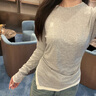 Teenie Weenie小熊女裝T恤2025秋季新款時(shí)髦拼接收腰設計長(cháng)袖上衣 灰色 S 曬單實(shí)拍圖