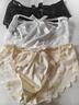 茯見(jiàn)性感內褲女性感純欲蝴蝶結蕾絲內褲女無(wú)痕低腰提臀三角短褲 蕾絲純欲蝴蝶結內褲 【黑+白+膚】 L 曬單實(shí)拍圖