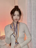 啄木鳥（TUCANO）小長條絲巾女春秋新款搭配襯衫時尚百搭斜角領(lǐng)巾綁包感韓式小圍巾 幾何藍(lán)邊 曬單實拍圖
