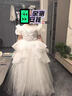 思妙星女童藍色晚禮服兒童生日公主裙花童婚紗小女孩主持人鋼琴演出服夏 白色 150 曬單實(shí)拍圖