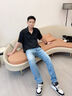 Calvin KleinJeans【涼感】25早秋新款男士休閑通勤ck修身微彈牛仔褲4RC751G XQE-牛仔淺藍(lán) 34 曬單實拍圖