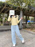 OVE女童闊腿褲2025新款女大童春秋兒童格子褲子秋季女孩休閑運動(dòng)炸街 15266藍色 140 cm 曬單實(shí)拍圖