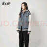 DZZIT地素牛仔棒球外套春秋季復古可拆卸連帽徽標刺繡女 淺藍色 M 曬單實(shí)拍圖