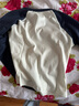 蕉內（Bananain）非常服520Color女士棉感主題長(cháng)袖拼色休閑T恤顯瘦辣妹T恤秋冬新品 暖白拼深空藍 L 曬單實(shí)拍圖