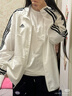 adidas情侶款復(fù)古風(fēng)梭織立領(lǐng)夾克外套男女秋季阿迪達(dá)斯官方三葉草 亮白 XS 曬單實拍圖