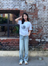 美麗衣櫥（BEAUTIFUL WARDROBE）復古做舊牛仔褲女秋季高腰顯瘦彎刀闊腿褲女寬松垂感鐮刀褲子女士 曬單實(shí)拍圖
