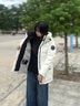波司登（BOSIDENG）25新款極寒羽絨服女短款90鵝絨收腰顯瘦連帽保暖外套B250242302 【趨勢推薦】冰穹提花白9CW4 XS 155/80A 體重約100斤以?xún)?曬單實(shí)拍圖