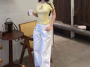 UNIFREE圓領(lǐng)正肩短袖T恤簡(jiǎn)約修身辣妹新款顯瘦上衣 黃色  XL  曬單實(shí)拍圖