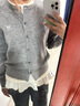 森馬（Semir）針織開(kāi)衫女短款假兩件圓領(lǐng)顯瘦2025冬新款刺繡含羊毛毛衫氣質(zhì) 花白色調00301 L 曬單實(shí)拍圖