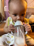 愛(ài)得利（evorie） 玻璃奶瓶 嬰兒奶瓶寬口徑帶手柄帶吸管奶瓶300ml （6個(gè)月+） 曬單實(shí)拍圖