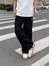卡爾美（KELME）休閑運動(dòng)長(cháng)褲25新款直筒運動(dòng)褲寬松闊腿針織棉感刺繡褲子 烏黑色 【9537CK1013-寬松】 L 曬單實(shí)拍圖