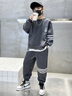 G.DUCKKIDS品牌童裝男童冬裝套裝秋冬款加絨加厚兒童運動(dòng)套裝男孩衛衣兩件套 灰色 140 曬單實(shí)拍圖