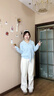 小野七天學(xué)院風(fēng)藍色海軍領(lǐng)毛衣針織開(kāi)衫女春秋款內搭打底衫外套上衣毛衣 天藍色 均碼 建議100-130斤 曬單實(shí)拍圖