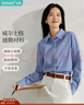 茵曼（INMAN）襯衫2025秋冬新款女裝法式時(shí)髦格紋翻領(lǐng)長(zhǎng)袖上衣 寶藍(lán)格 M （褲子27碼） 曬單實(shí)拍圖