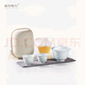 藍印東方景德鎮旅行茶具戶(hù)外喝茶套裝便攜陶瓷蓋碗茶杯 國色天香旅行裝-白 曬單實(shí)拍圖