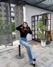Mandy Zhang法式高級感露肩掛脖羊毛針織衫女秋季氣質顯瘦百搭上衣 靜謐黑 S 曬單實拍圖
