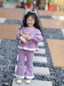 G.DUCKKIDS小黃鴨童裝女童春裝洋氣套裝兒童衛衣可愛(ài)兩件套寶寶春秋季衣服 紫色套裝 90 (建議80-90cm 1-2周歲） 曬單實(shí)拍圖