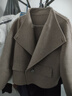 皮爾卡丹（pierre cardin）雙面含羊絨大衣女短款秋冬新款小個(gè)子寬松顯瘦羊毛呢外套 混咖色 M 125-160 曬單實(shí)拍圖
