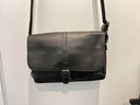 casa-kups真皮單肩包男潮牌threebox韓版郵差包潮包復古女包斜挎背包ipad包 黑色 曬單實(shí)拍圖
