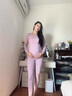 貓人（MiiOW）孕婦保暖內衣套裝孕產(chǎn)婦哺乳衣打底衫秋衣秋褲哺乳期月子服秋冬款 蜜糖粉（1套裝） L 建議體重100-115斤 曬單實(shí)拍圖