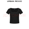 UR2025秋季新款女裝氣質(zhì)優(yōu)雅蕾絲蝴蝶結(jié)短款T恤UWM450176 黑色 M 曬單實拍圖