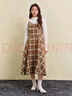 獨束大碼女裝復古格紋吊帶外穿連衣裙2024冬季新品通勤減齡中長(cháng)裙 棕米格 L (尺碼：2) 曬單實(shí)拍圖