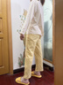 都市麗人女士睡衣女100%純棉長(cháng)袖長(cháng)褲秋季安心全棉家居服可外穿淺杏L 曬單實(shí)拍圖
