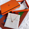 愛(ài)馬仕（HERMES）Mini Pop H項鏈 玫瑰金鏈條橢圓立體琺瑯項鏈送女友節日送禮 白色玫瑰金H147992FO49 鏈長(cháng)40cm吊墜0.7*0.9cm 曬單實(shí)拍圖