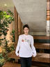 衣品元純棉印花長(cháng)袖T恤女學(xué)生2025春秋季新款寬松遮肚顯瘦慵懶百搭上衣 白色 L （90-105斤） 曬單實(shí)拍圖