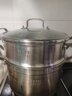 赫巴茲（HZIB）304不銹鋼蒸鍋大容量蒸籠蒸煮兩用 【鉑金款三層】外徑30 曬單實拍圖