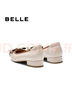 百麗（Belle）撞色氣質(zhì)單鞋女25秋新商場(chǎng)同款牛皮小方頭淺口單鞋E1B1DCQ5 米白/棕 37 (235mm) 曬單實(shí)拍圖