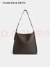CHARLES&KEITH大容量通勤子母單肩包托特包包女包生日禮物CK2-40270966-1 Dark Moss深苔綠色 L 曬單實(shí)拍圖