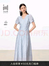 水云間·SHUI YUN JIAN女裝 V領(lǐng)萊賽爾優(yōu)雅淺藍清新收腰顯瘦連衣裙2025夏季新款 淺藍花 M 曬單實(shí)拍圖