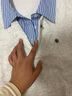 初語拼接假兩件襯衫衛(wèi)衣女25春秋新款知識分子時尚polo領(lǐng)上衣情侶 銀花灰 M 曬單實拍圖