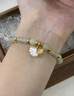 中國黃金（CHINA GOLD）三生有杏黃金手鏈女足金和田玉手串教師節(jié)禮物送女老師老婆生日 足金雙杏葉白貝手串-和田玉-京速達(dá) 曬單實拍圖