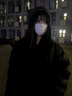 桑咻新款ins小惡魔毛線(xiàn)帽子女條紋針織冷帽保暖秋冬貓咪耳朵可愛(ài)套頭 黑白條紋 曬單實(shí)拍圖