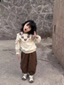G.DUCKKIDS小黃鴨童裝女童套裝春秋季兒童衣服小童秋裝花邊兩件套運(yùn)動裝女孩 咖色 100 建議90-100cm3-4歲cm 曬單實(shí)拍圖