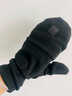 嫵（WOO）手套男方便玩手機冬季保暖半指露指防滑手套加厚搖粒絨翻蓋手套 翻蓋小壁虎 黑色 新升級防水款 M 曬單實(shí)拍圖
