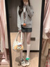 唐菓蜜連衣裙女秋冬2025新款女裝韓版減齡甜美溫柔風(fēng)小個子顯瘦套裝裙子 灰色開衫+短裙 M 曬單實(shí)拍圖