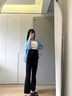 優(yōu)美珍（YOUMEIZHEN）日本孕婦褲子春秋款外穿空氣層微喇闊腿褲女2025新款加長(cháng)托腹長(cháng)褲 黑色-春秋款【建議身高160CM以下】 L【建議體重120斤-140斤】 曬單實(shí)拍圖