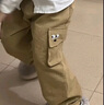 ASK JUNIOR男童褲子秋裝小童休閑工裝褲舒適運動跑步褲 卡其色 100 曬單實拍圖