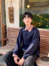 美式復古格子POLO領衛(wèi)衣男春秋2025新款寬松學院風假兩件休閑上衣 藏青色 L 曬單實拍圖