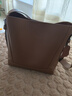 真皮大容量女包二層牛皮斜挎包百搭單肩包大氣通勤水桶包新款 金棕色 無(wú)禮盒 曬單實(shí)拍圖